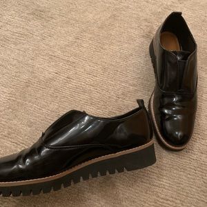 Zara Woman black patent brogue loafers